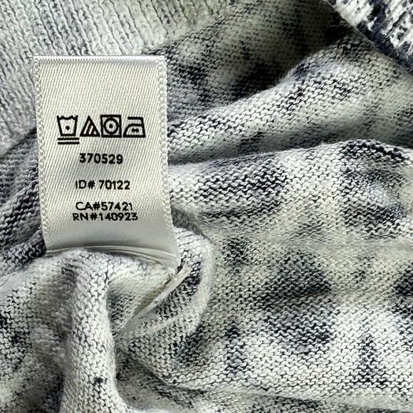 Loft Top Women Medium Tie Neck Cotton Knit Blouse Side Slits Blue White Tunic - Picture 7 of 11